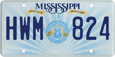 MS license plate HWM824