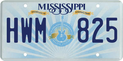MS license plate HWM825