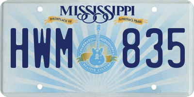 MS license plate HWM835