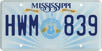 MS license plate HWM839