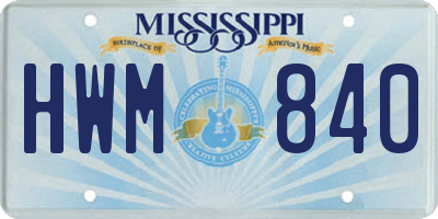 MS license plate HWM840