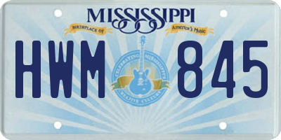 MS license plate HWM845