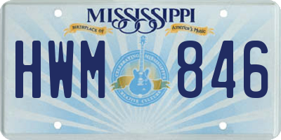 MS license plate HWM846