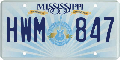 MS license plate HWM847