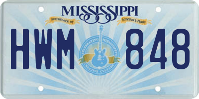 MS license plate HWM848