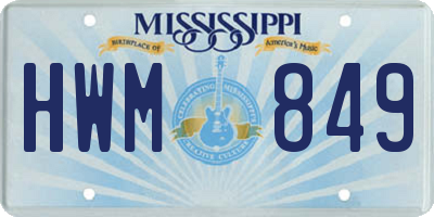 MS license plate HWM849