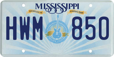 MS license plate HWM850