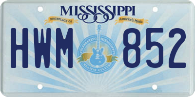 MS license plate HWM852
