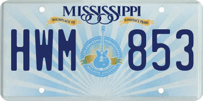 MS license plate HWM853