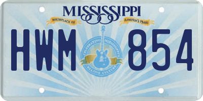MS license plate HWM854