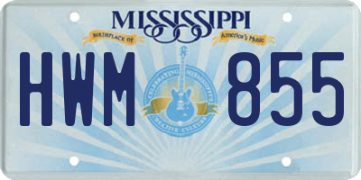 MS license plate HWM855