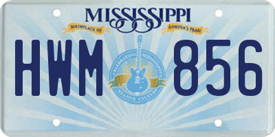 MS license plate HWM856