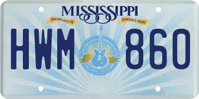 MS license plate HWM860