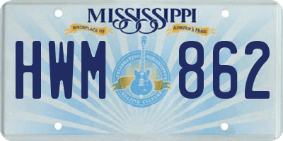 MS license plate HWM862