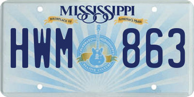 MS license plate HWM863