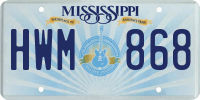 MS license plate HWM868