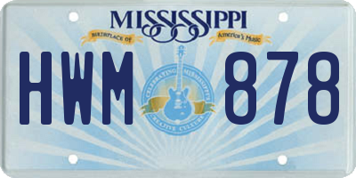MS license plate HWM878