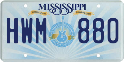 MS license plate HWM880