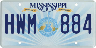 MS license plate HWM884