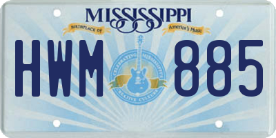 MS license plate HWM885