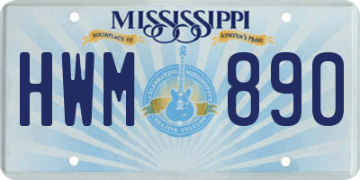MS license plate HWM890