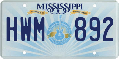 MS license plate HWM892