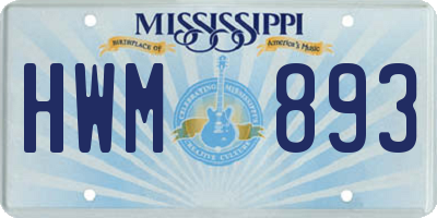 MS license plate HWM893