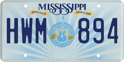 MS license plate HWM894