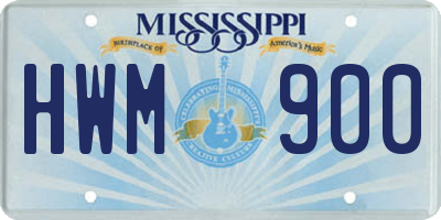 MS license plate HWM900