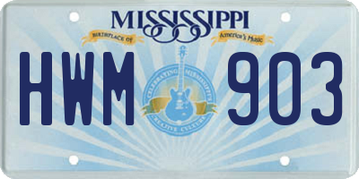 MS license plate HWM903
