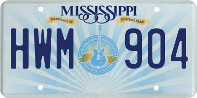MS license plate HWM904