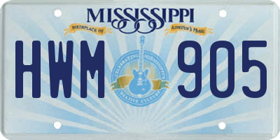 MS license plate HWM905