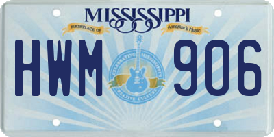 MS license plate HWM906