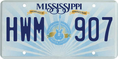 MS license plate HWM907
