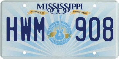 MS license plate HWM908