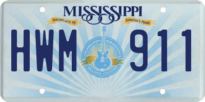 MS license plate HWM911