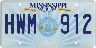 MS license plate HWM912