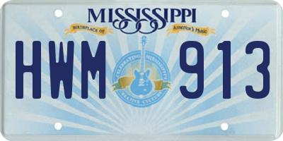 MS license plate HWM913