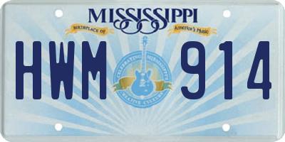 MS license plate HWM914