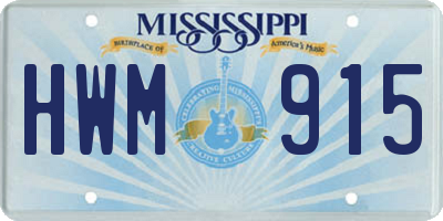 MS license plate HWM915