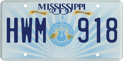 MS license plate HWM918