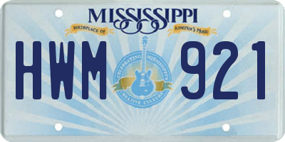 MS license plate HWM921