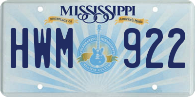 MS license plate HWM922
