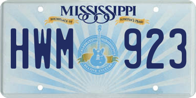 MS license plate HWM923