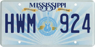 MS license plate HWM924