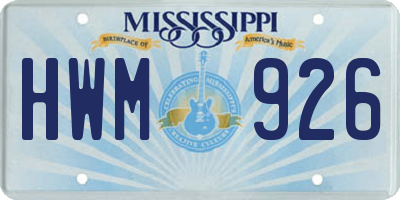 MS license plate HWM926