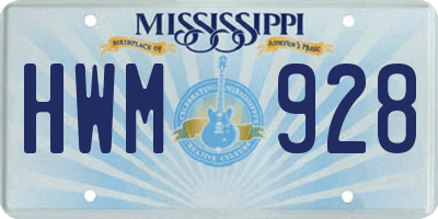 MS license plate HWM928