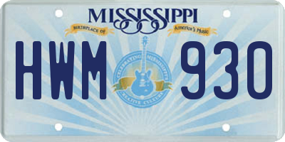 MS license plate HWM930