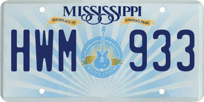 MS license plate HWM933