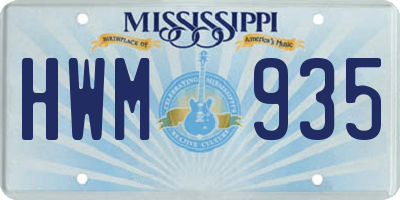 MS license plate HWM935